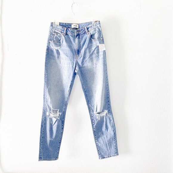 🦋 NEW FREE PEOPLE X ROLLAS Miller Distress Jeans Slim 27 Casual Retro Boho - Picture 2 of 10
